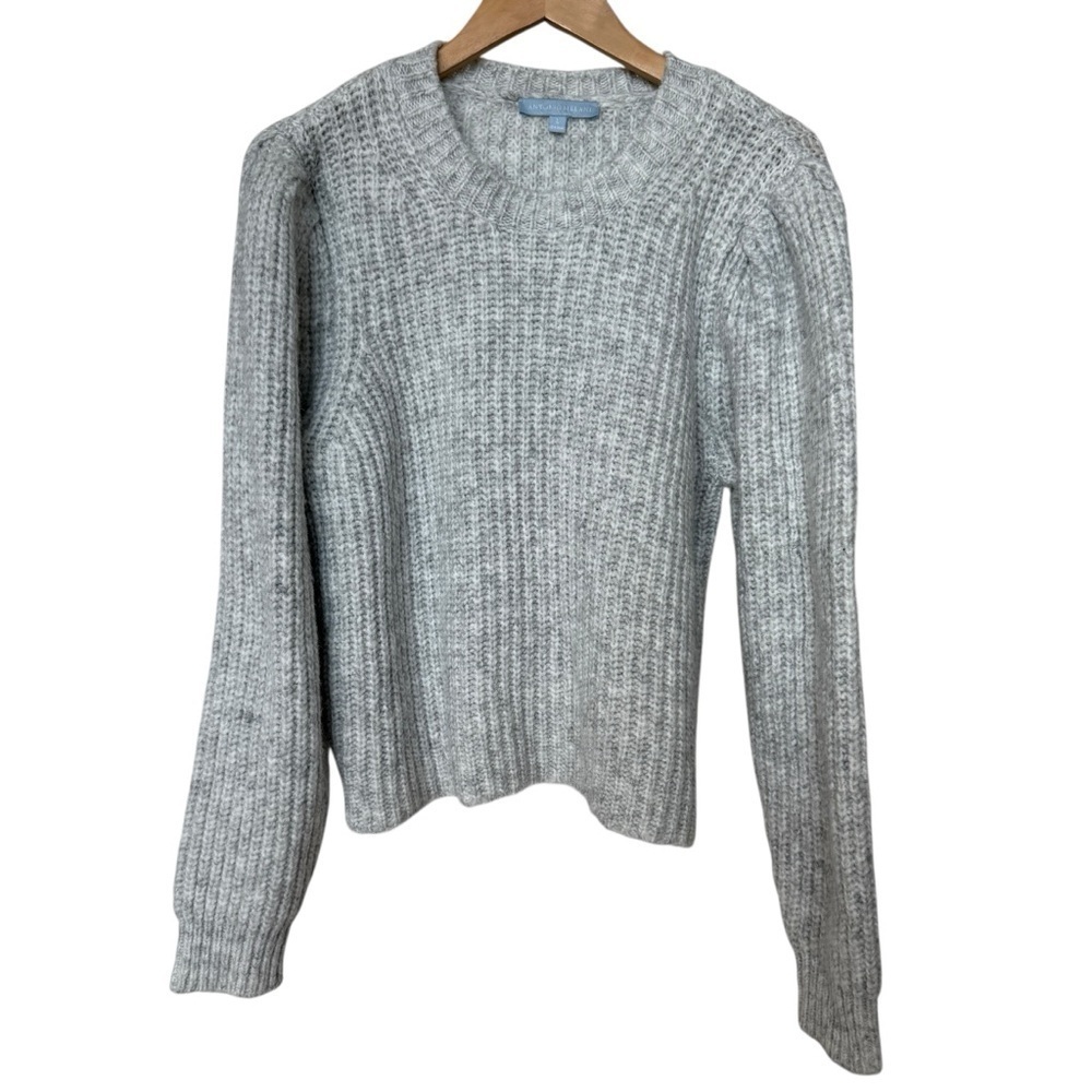 Antonio Melani Women's Gray Marled Crew Neck Pullover Sweater L Wool Blend Cozy